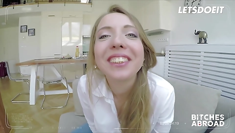 Blonde slut takes on a huge cock monstercurves