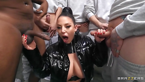 Sexy brunette take miya a creampie