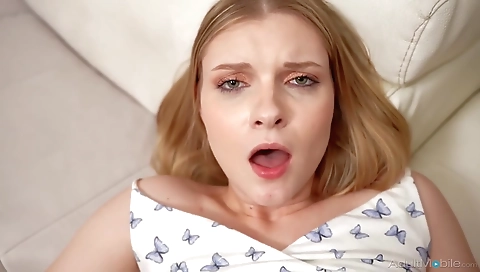 Short haired slut in bed by boyfriend